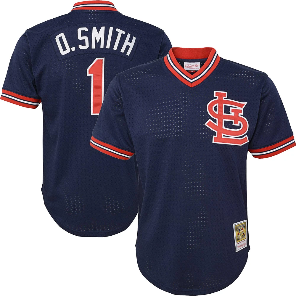 Maillot d'entraînement au bâton en maille pour jeunes Mitchell & Ness Ozzie Smith Navy St. Louis Cardinals Cooperstown Collection