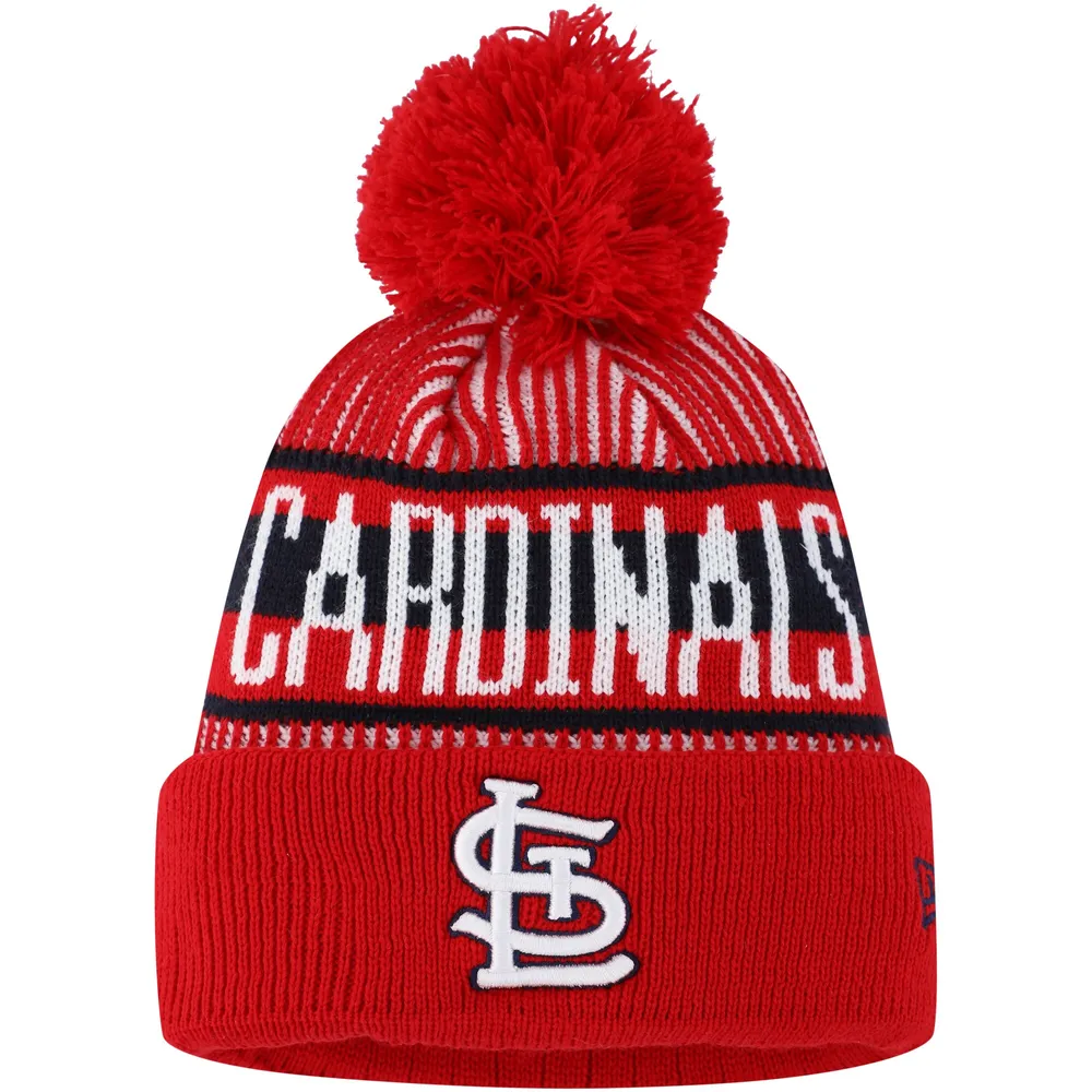 Lids St. Louis Cardinals New Era Youth Striped Cuffed Knit Hat with Pom -  Red