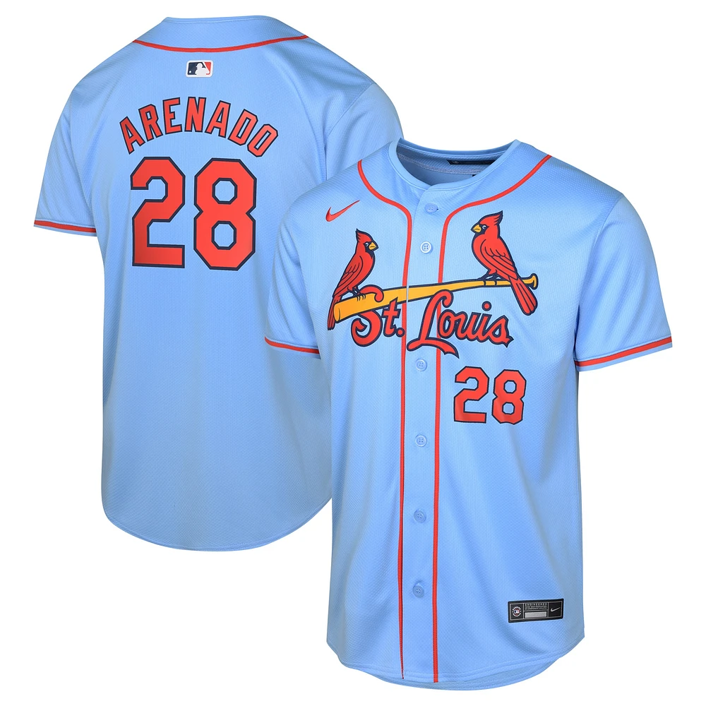 Maillot de joueur alternatif limité Nike Nolan Arenado pour jeunes des Cardinals St. Louis, bleu clair