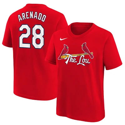 T-shirt Nike Nolan Arenado pour jeunes Cardinals de Saint-Louis 2024 City Connect avec nom et numéro rouge