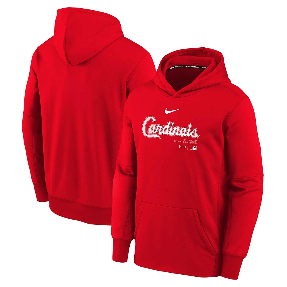 Youth Nike Red St. Louis Cardinals Authentic Collection Performance Pullover Hoodie