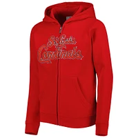 Youth Red St. Louis Cardinals Wordmark Full-Zip Fleece Hoodie