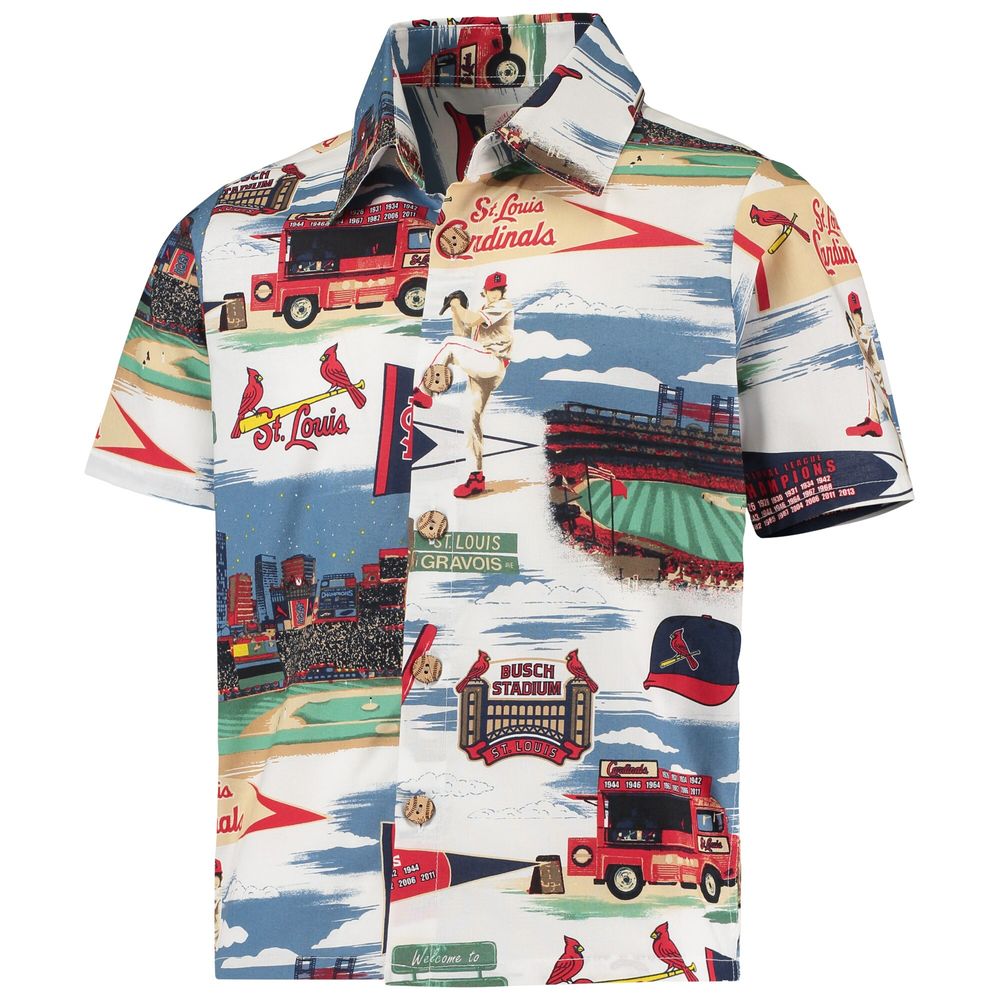 Youth Reyn Spooner White St. Louis Cardinals scenic Button-Up Shirt