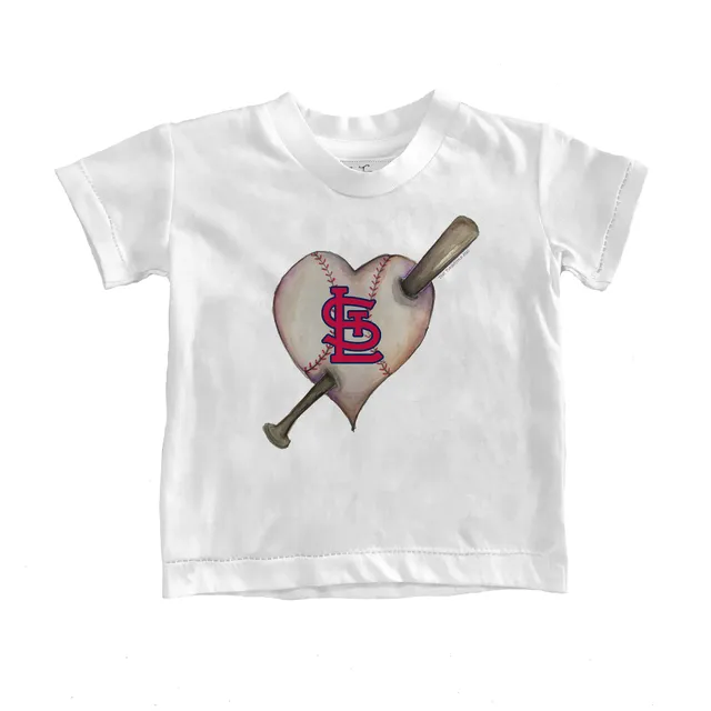 St Louis Cardinals Toddler Girls Baseball Heart Short Sleeve T-Shirt