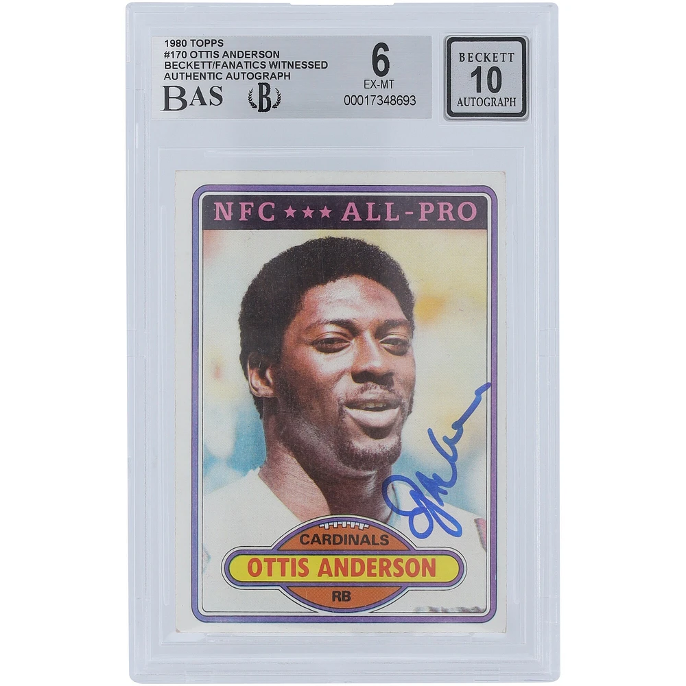 Ottis Anderson St. Louis Cardinals Autographed 1980 Topps #170 Beckett Fanatics Witnessed Authenticated 6/10 Rookie Card 