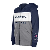 Girl's 5th & Ocean by New Era Gray/Navy St. Louis City SC Full-Zip Hoodie Jacket