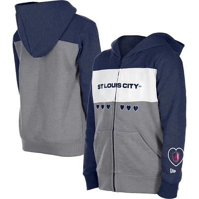 Girl's 5th & Ocean by New Era Gray/Navy St. Louis City SC Full-Zip Hoodie Jacket