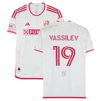 Indiana Vassilev St. Louis City SC Autographed Match-Used #19 White adidas Jersey from the 2024 MLS Season - Size M