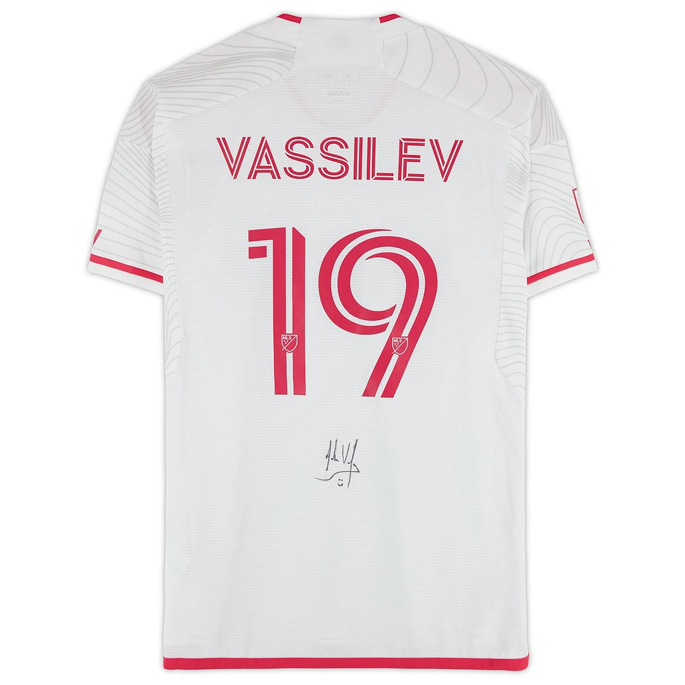 Indiana Vassilev St. Louis City SC Autographed Match-Used #19 White adidas Jersey from the 2024 MLS Season - Size M