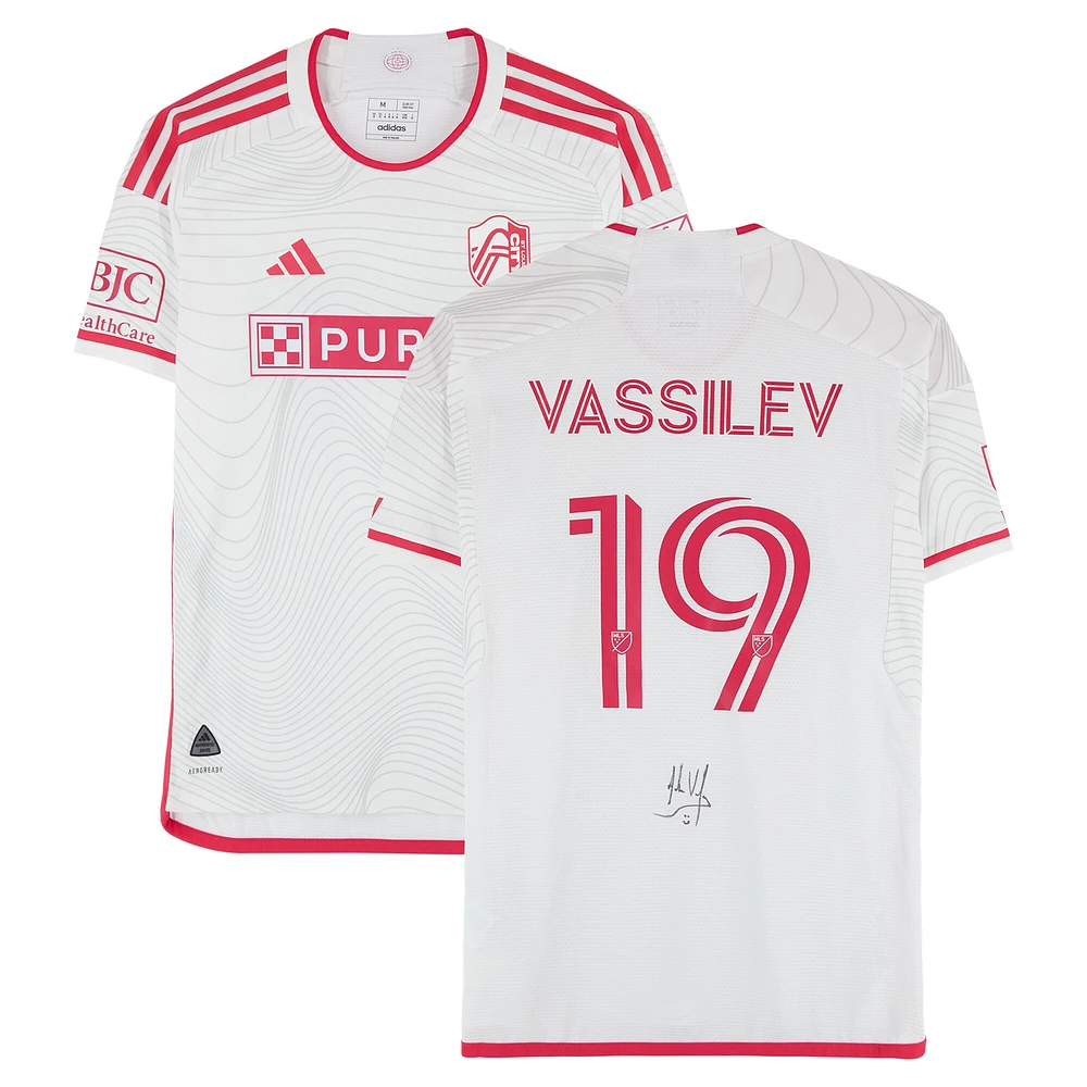 Indiana Vassilev St. Louis City SC Autographed Match-Used #19 White adidas Jersey from the 2024 MLS Season - Size M