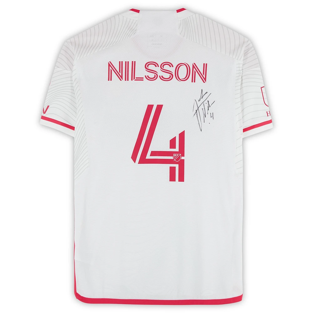 Joakim Nilsson St. Louis City SC Autographed Match-Used #4 White adidas Jersey from the 2024 MLS Season - Size M