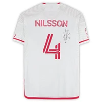 Joakim Nilsson St. Louis City SC Autographed Match-Used #4 White adidas Jersey from the 2024 MLS Season - Size M