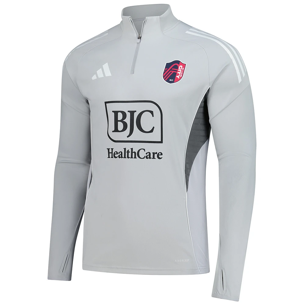 Men's adidas  Silver St. Louis CITY SC 2025 AEROREADY Quarter-Zip Long Sleeve Training Top