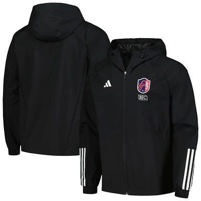 Veste adidas noire St. Louis City SC 2024 toutes saisons raglan entièrement zippée pour homme