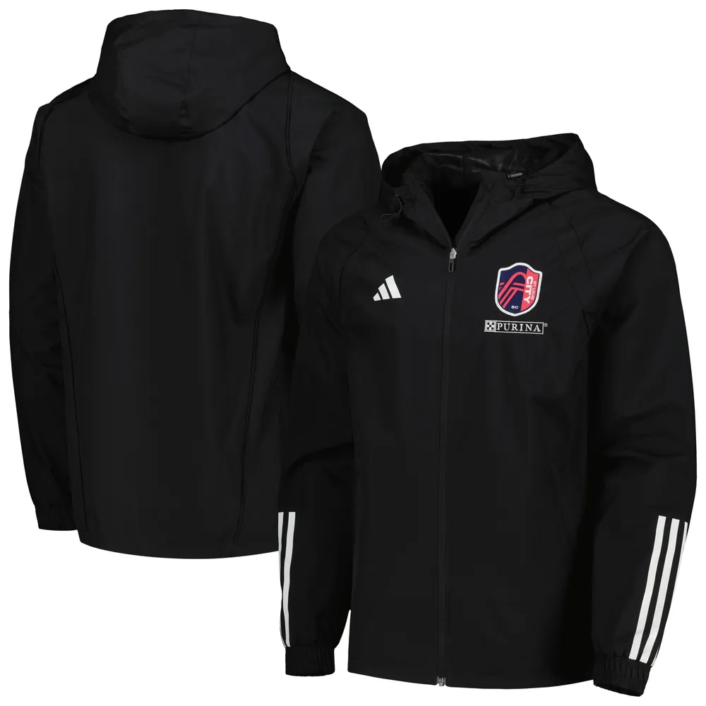 Men's adidas Black St. Louis City SC All-Weather Raglan Hoodie Full-Zip Jacket