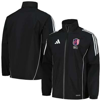 Veste de pluie à capuche entièrement zippée adidas St. Louis City SC Tiro 24 pour hommes, noire