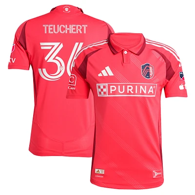 Maillot de joueur authentique rouge adidas Cedric Teuchert pour homme St. Louis CITY SC 2025 Forever Red