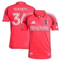 Maillot de joueur authentique rouge adidas Cedric Teuchert pour homme St. Louis CITY SC 2025 Forever Red