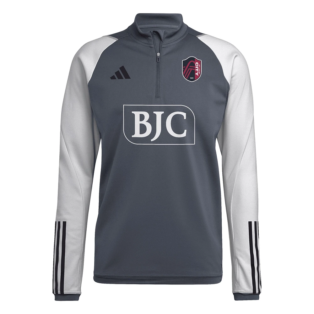 Haut d'entraînement adidas St. Louis City SC 2024 On-Field AEROREADY à quart de zip pour homme, gris