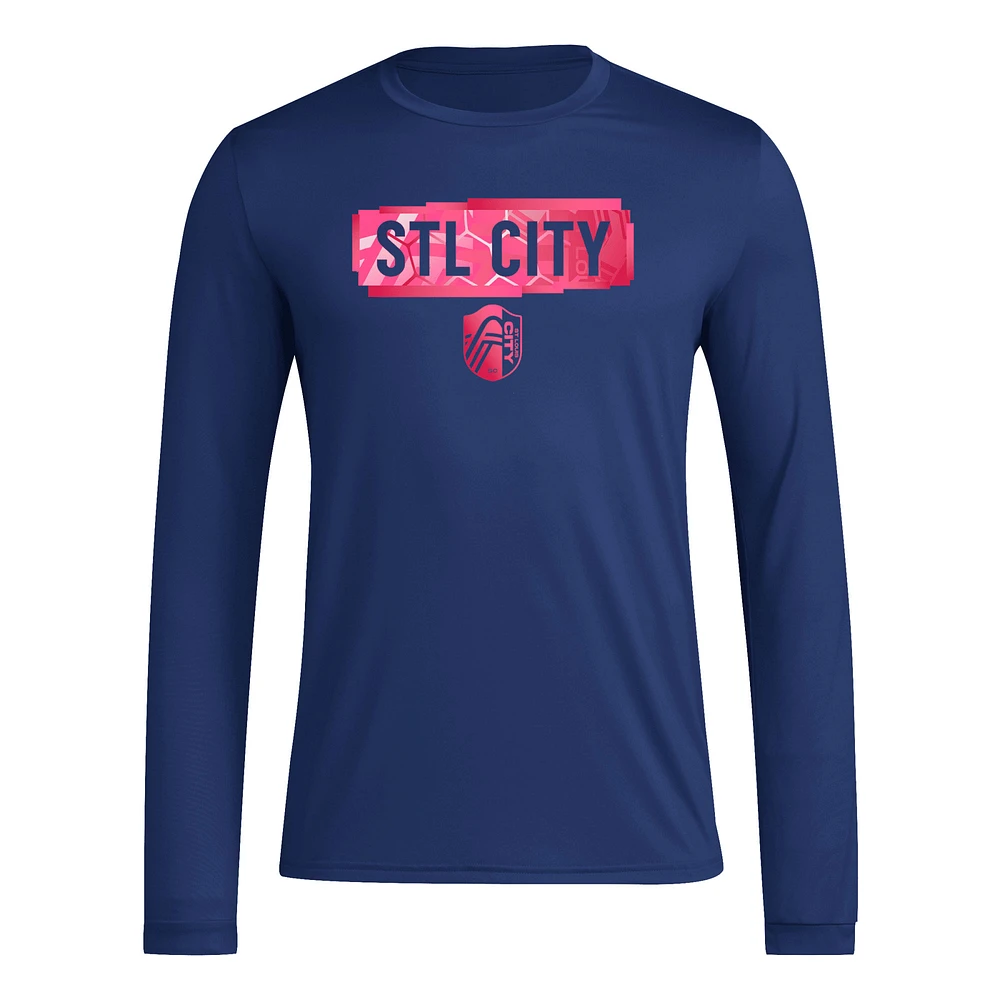 Men's adidas Navy St. Louis City SC Local Pop AEROREADY Long Sleeve T-Shirt