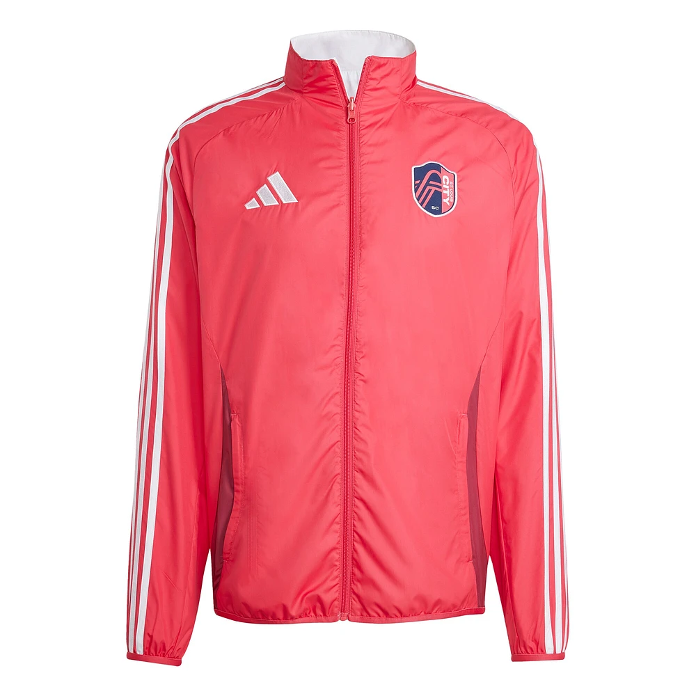 Men's adidas Red/White St. Louis City SC 2025 Anthem Reversible Full-Zip Jacket