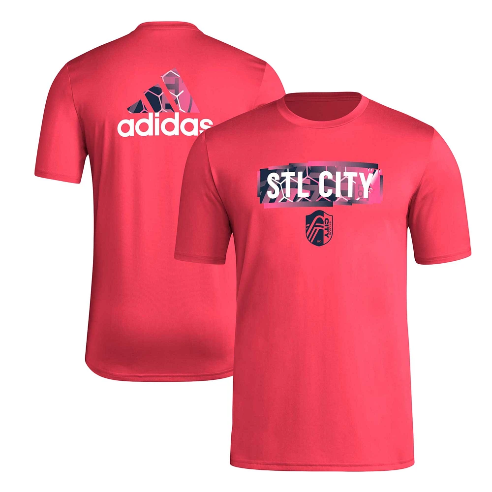 T-shirt adidas rouge St. Louis City SC Local Pop AEROREADY pour hommes