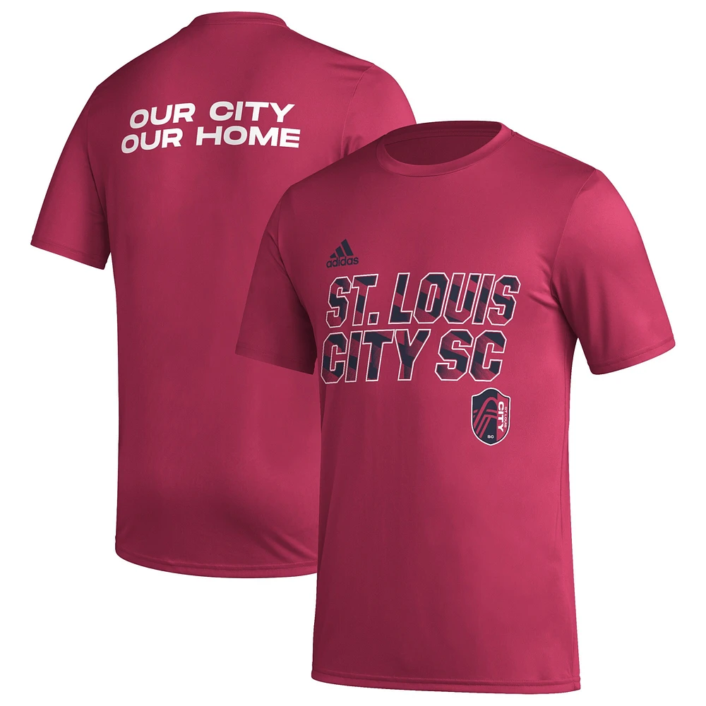 T-shirt à crochet AEROREADY adidas St. Louis City SC Team rouge pour homme