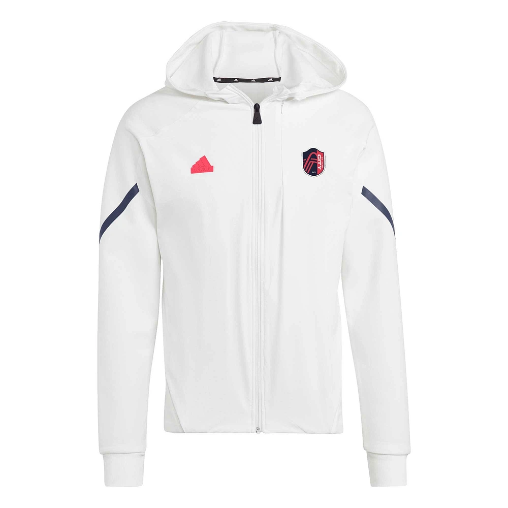 Veste adidas blanche St. Louis City SC 2024 Anthem Travel à manches raglan et fermeture éclair pour homme