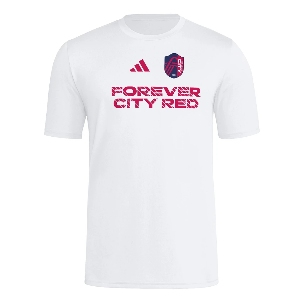 T-shirt adidas blanc St. Louis City SC 2025 pour homme avec maillot Hook AEROREADY
