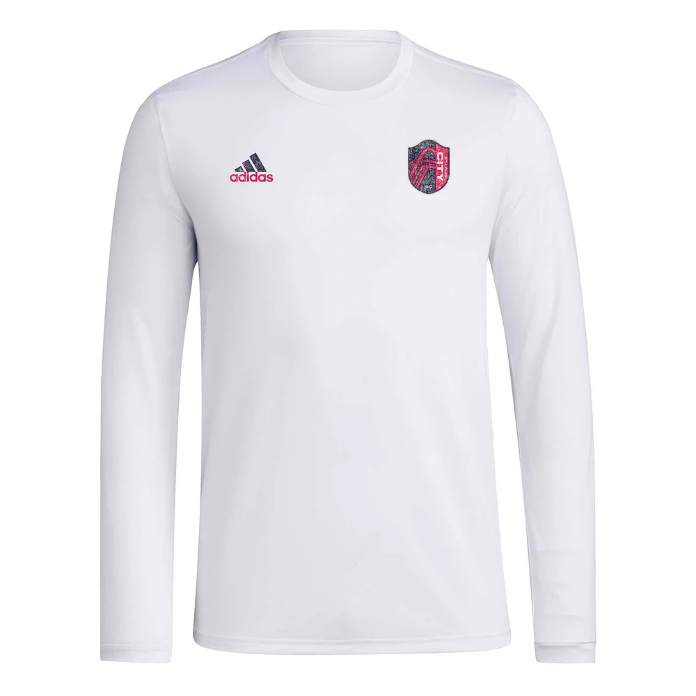 T-shirt adidas St. Louis City SC Local Stoic blanc à manches longues pour hommes