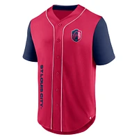 Men's Fanatics Red St. Louis City SC Balance Fashion Baseball Jersey