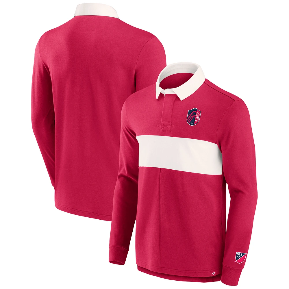 Polo à manches longues St. Louis City SC Penalty Kick de marque Fanatics rouge pour homme