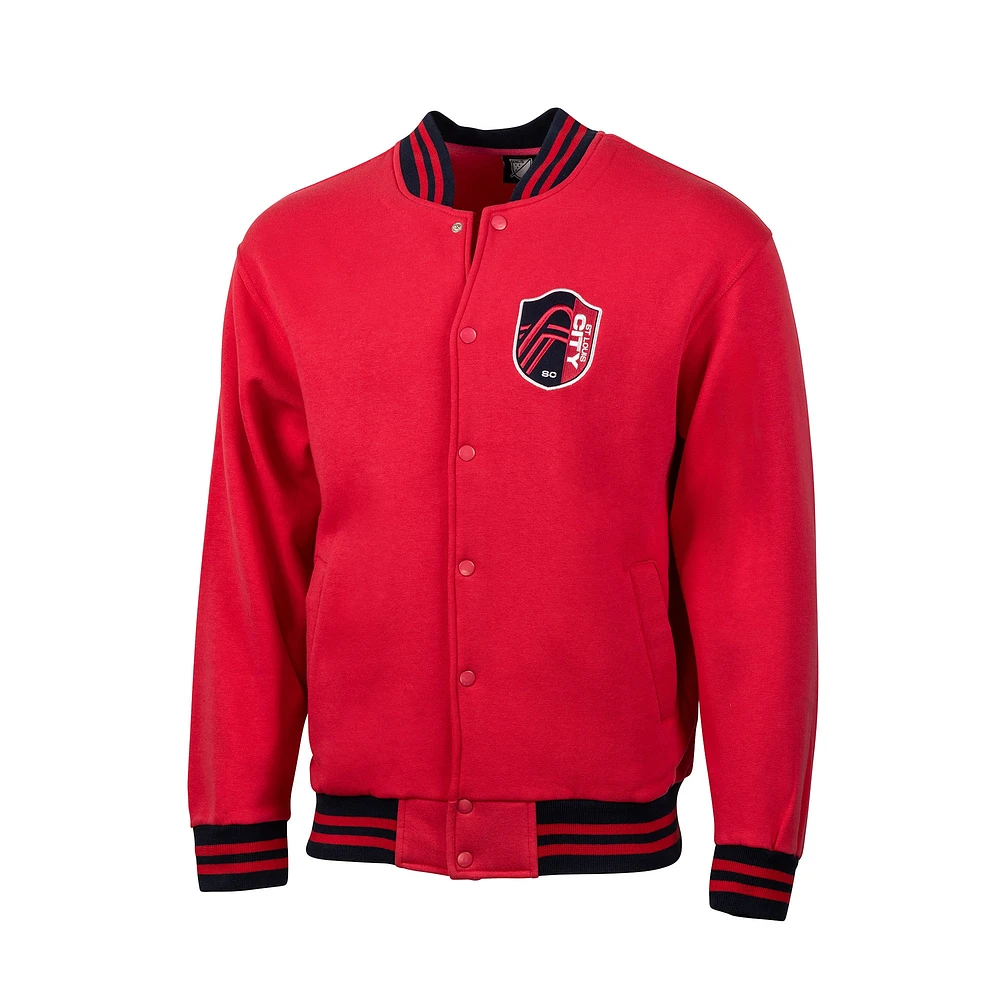 Veste rouge à boutons-pression Fast Break Varsity pour homme de St. Louis City SC