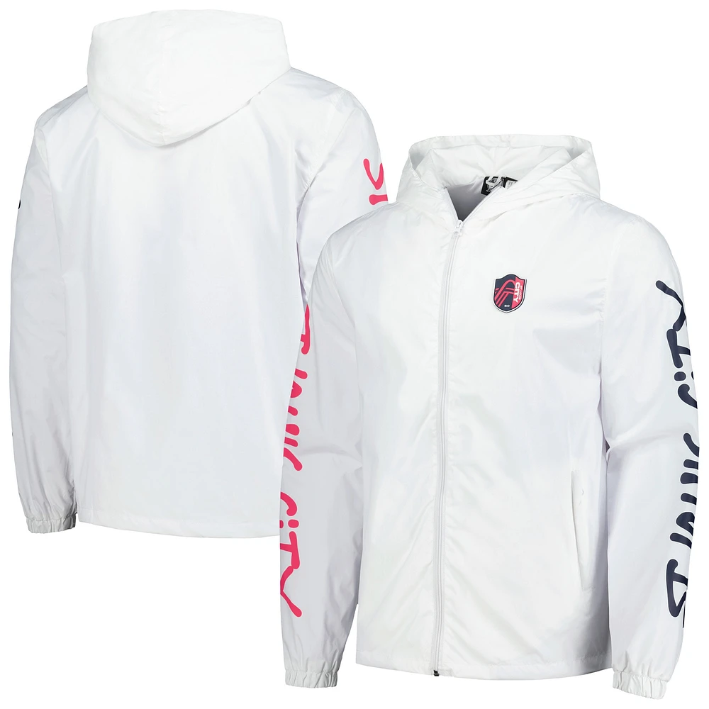 Men's White St. Louis City SC Graffiti Hoodie Full-Zip Windbreaker