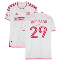 Maillot adidas blanc dédicacé Nökkvi Thórisson de St. Louis City SC, numéro 29, utilisé lors du match, saison 2024 de la MLS - Taille L