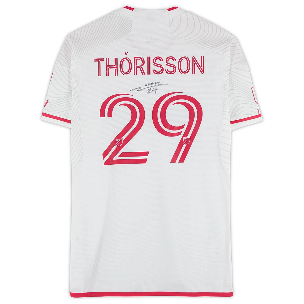 Maillot adidas blanc dédicacé Nökkvi Thórisson de St. Louis City SC, numéro 29, utilisé lors du match, saison 2024 de la MLS - Taille L