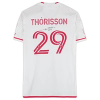 Maillot adidas blanc dédicacé Nökkvi Thórisson de St. Louis City SC, numéro 29, utilisé lors du match, saison 2024 de la MLS - Taille L