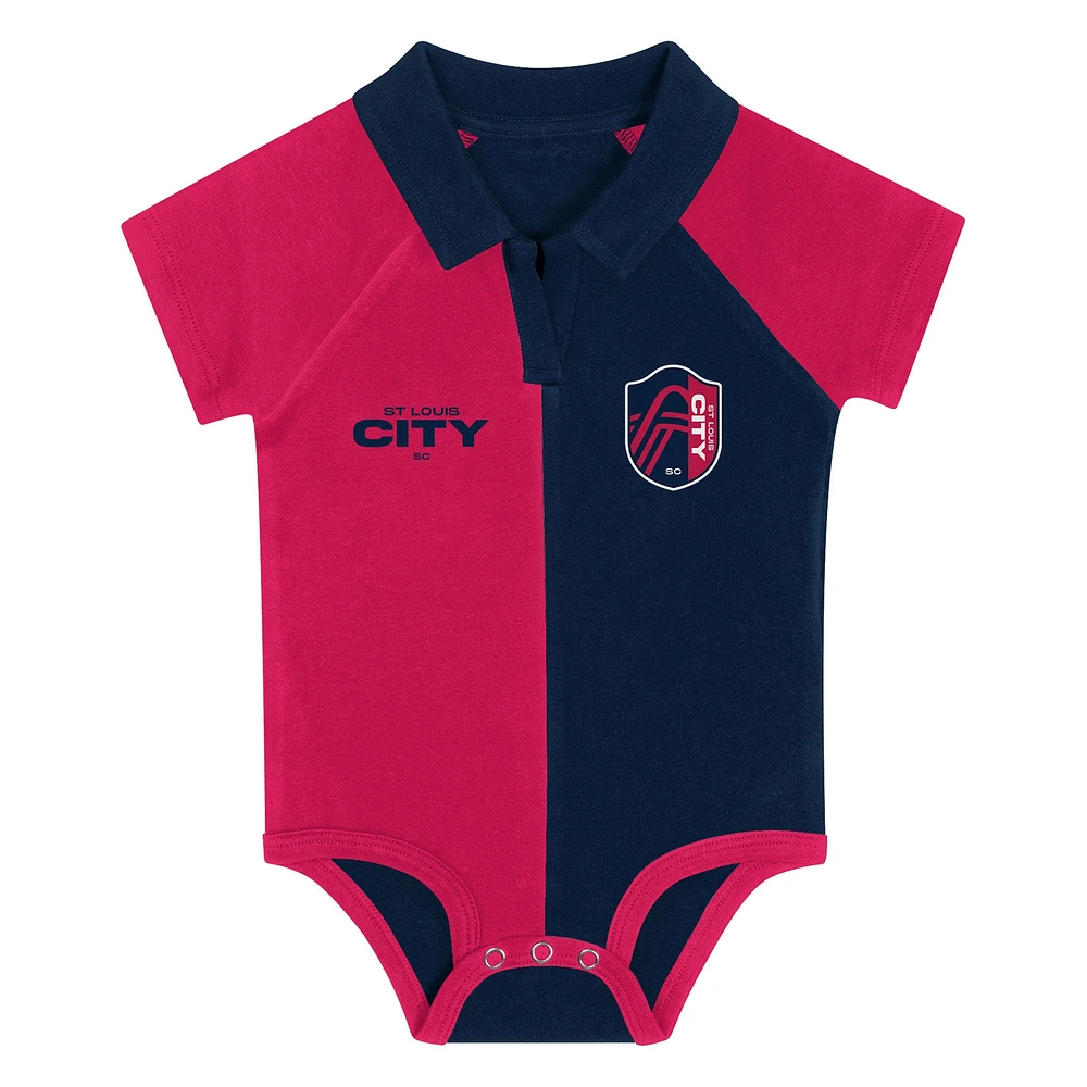 Newborn  Red St. Louis City SC League Champ V-Neck Raglan Bodysuit