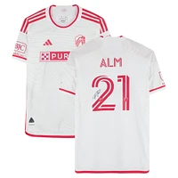 Rasmus Alm St. Louis City SC Autographed Match-Used #21 White adidas Jersey from the 2024 MLS Season - Size M
