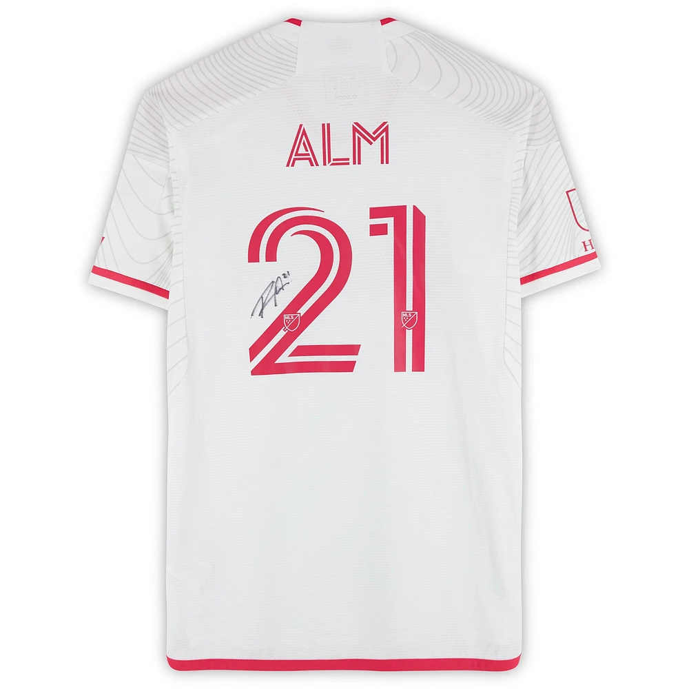 Rasmus Alm St. Louis City SC Autographed Match-Used #21 White adidas Jersey from the 2024 MLS Season - Size M