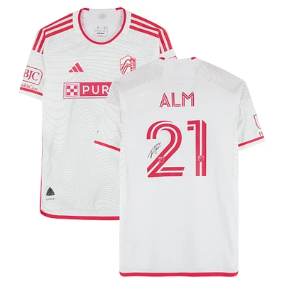 Rasmus Alm St. Louis City SC Autographed Match-Used #21 White adidas Jersey from the 2024 MLS Season - Size M