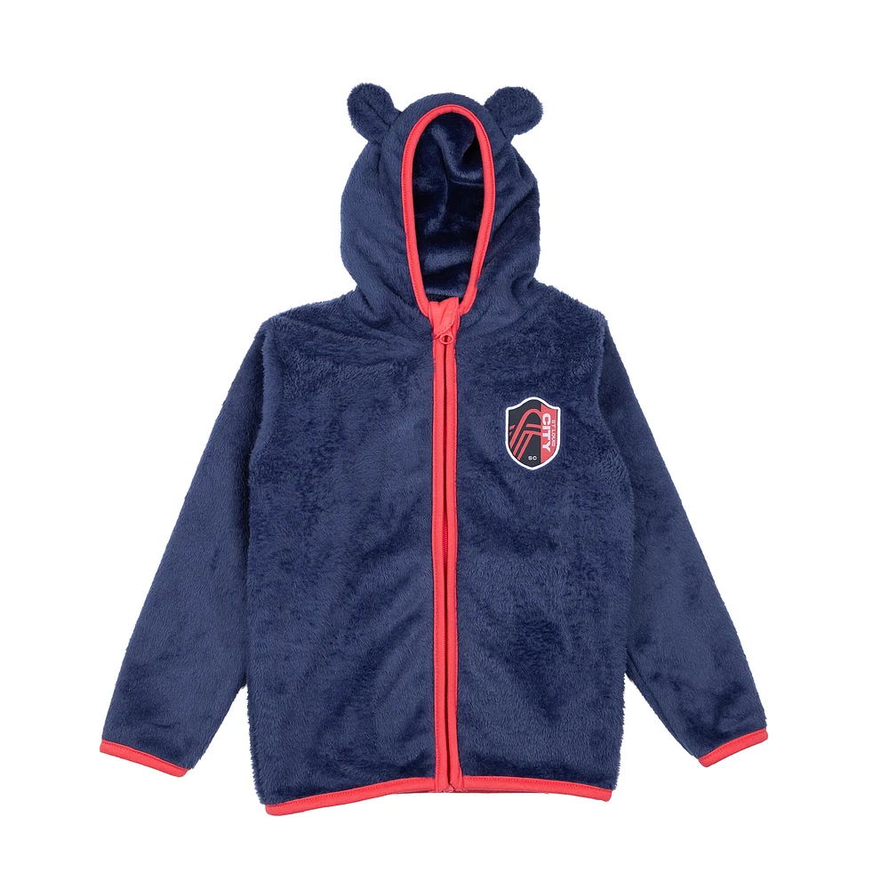 Toddler Sport Design Sweden  Navy St. Louis City SC Tie-Breaker Teddy Full-Zip Hoodie