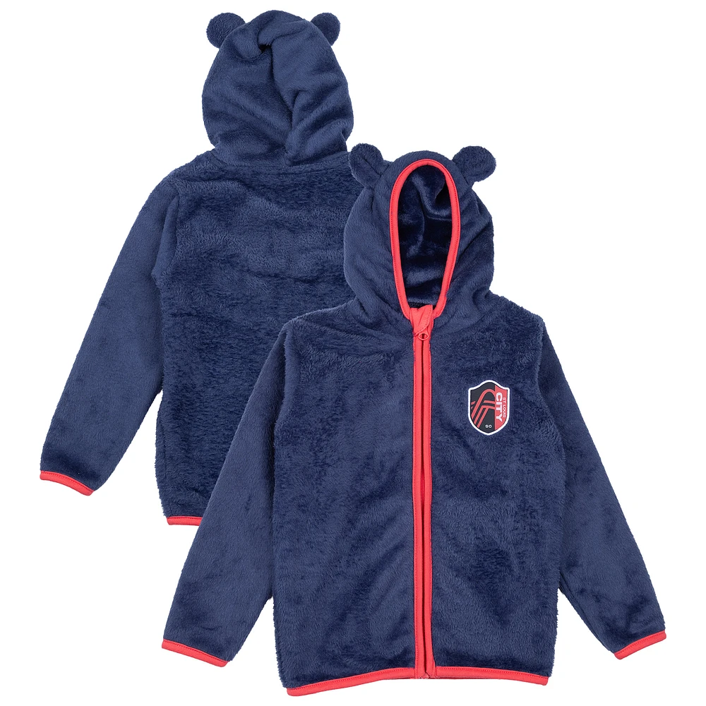 Toddler Sport Design Sweden Navy St. Louis City SC Tie-Breaker Teddy Full-Zip Hoodie