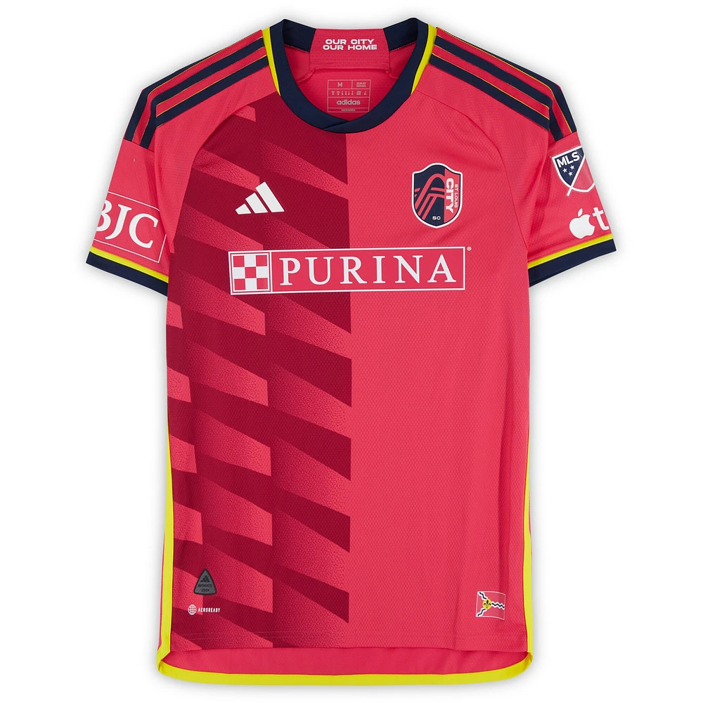 Tomas Totland St. Louis City SC Autographed Match-Used #14 Red adidas Jersey from the 2024 MLS Season - Size M