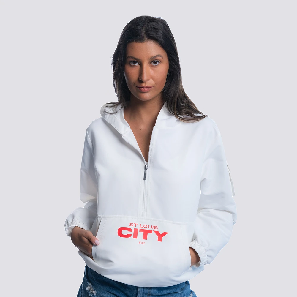 Women's Lusso  White St. Louis City SC Paige Half-Zip Hooded Jacket