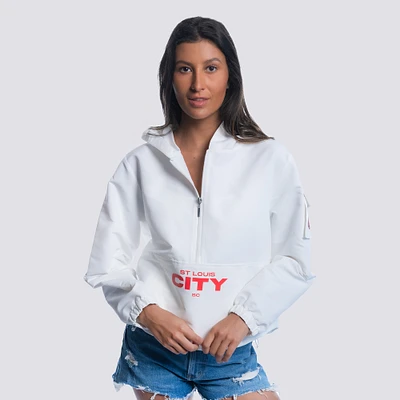 Women's Lusso  White St. Louis City SC Paige Half-Zip Hooded Jacket
