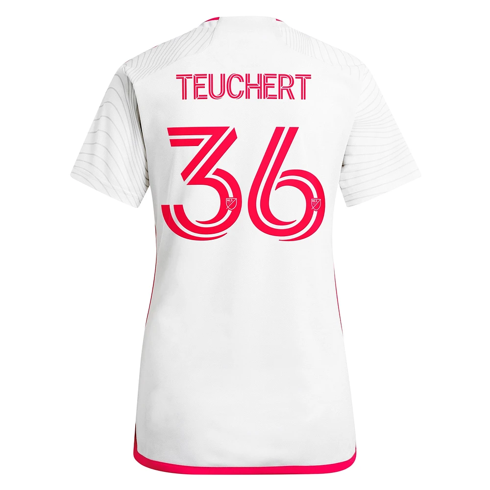 Women's adidas Cedric Teuchert White St. Louis City SC 2024 The Confluence Kit Replica Player Jersey