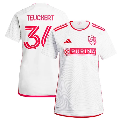 Women's adidas Cedric Teuchert White St. Louis City SC 2024 The Confluence Kit Replica Player Jersey