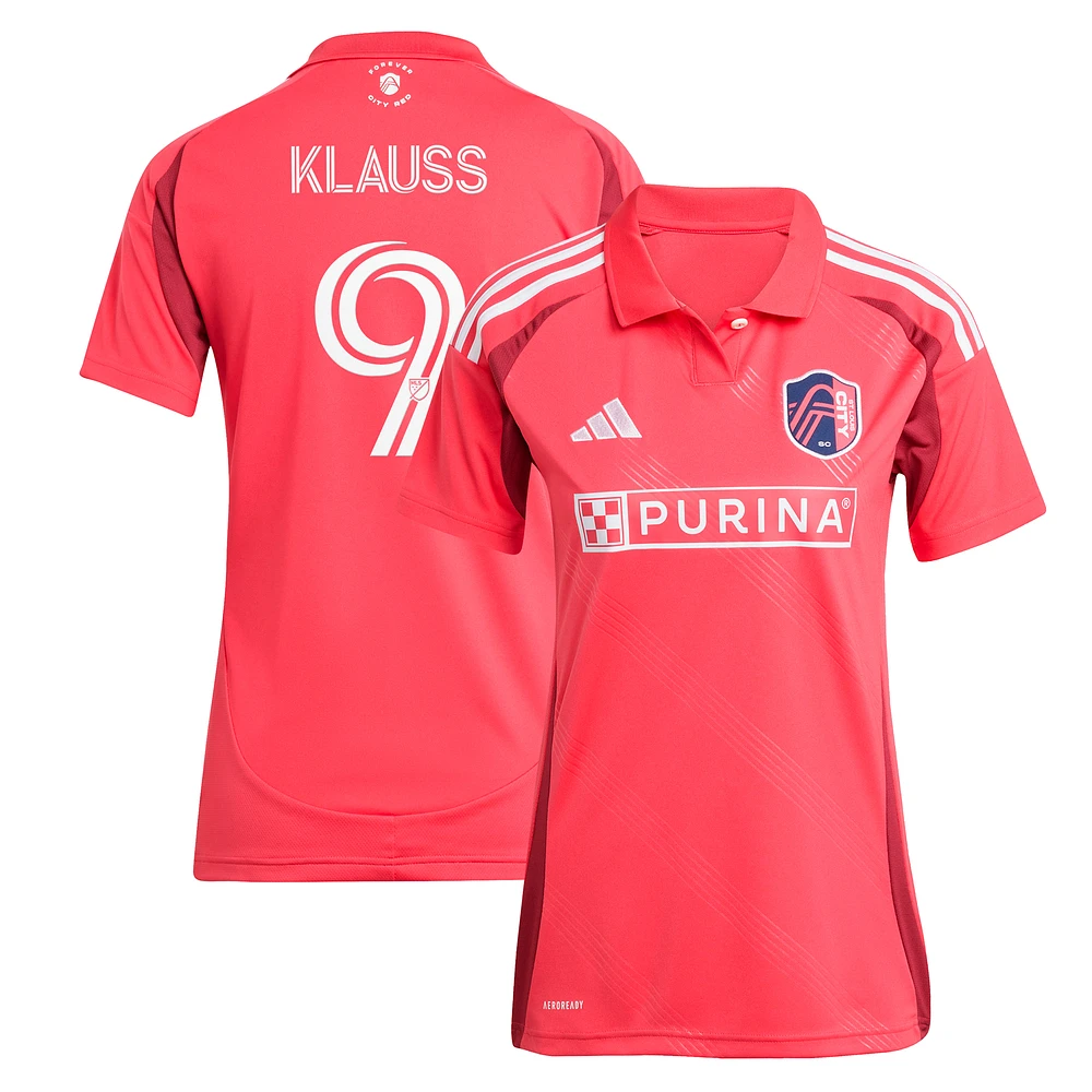 Maillot de joueur réplique rouge adidas João Klauss pour femme St. Louis CITY SC 2025 Forever Red
