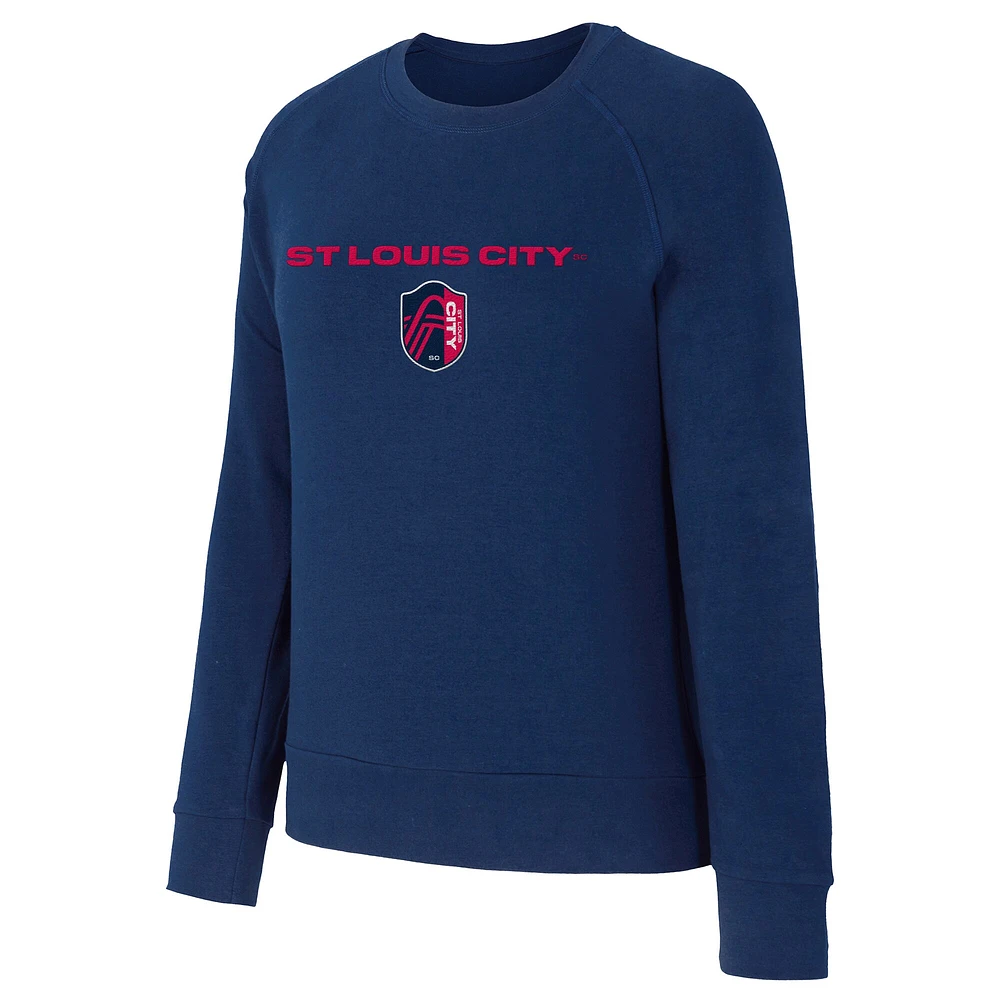 Women's Concepts Sport Navy St. Louis City SC Elevation Tri-Blend Long Sleeve Sweatshirt